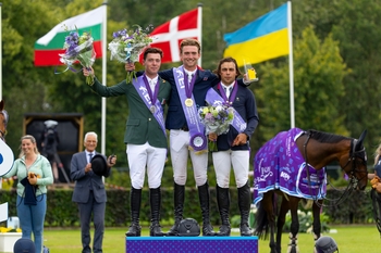 Olli Fletcher is crowned European Champion at the FEI Jumping European Championships for Young Riders